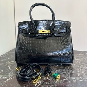 Leather handbags crossbody bag with Crocodile pattern